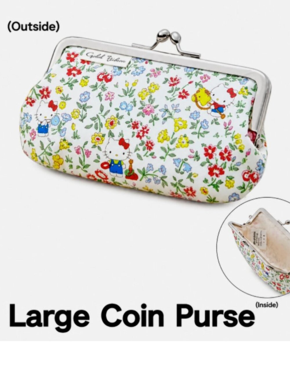 Hello Kitty Floral Coin Purse Cosmetic Pouch Clasp Wallet Money Bag Snap Clutch